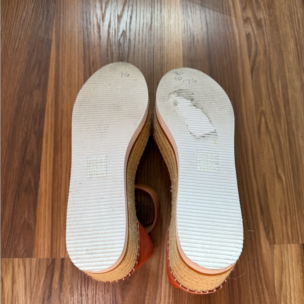 See By Chloe Rust Suede & Tan Espadrille Platform Wedges - Picture 5 of 5